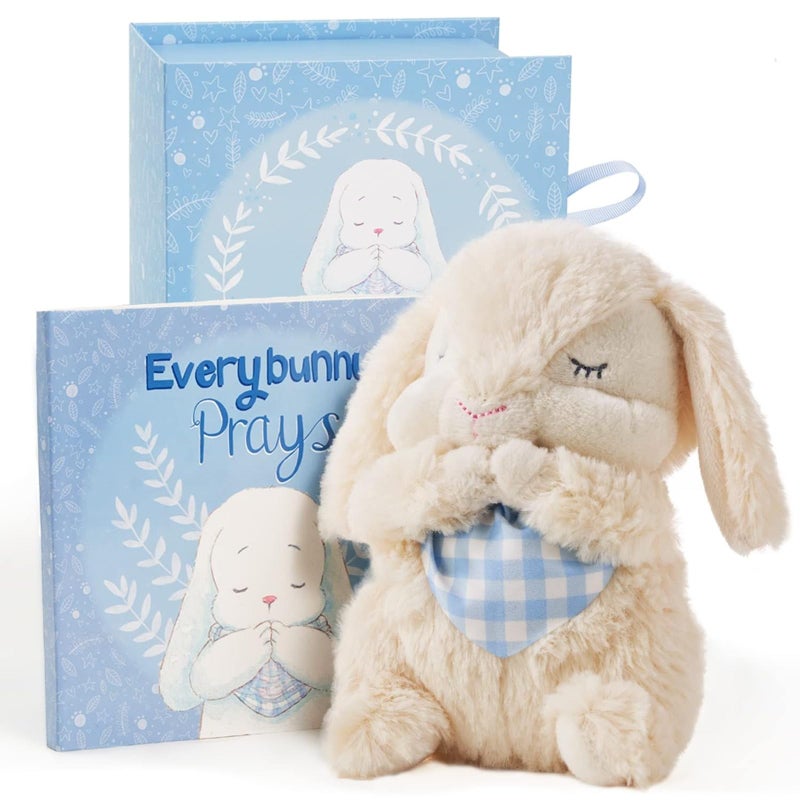 Tickle & Main Everybunny Prays Bunny Stuffed Animal & Musical Toy - Blue, 7 in Plush & Illustrated Book, Recites Now I Lay Me Down to Sleep - Baptism Gifts for Boys - Christening Gifts for Boys - Image 1